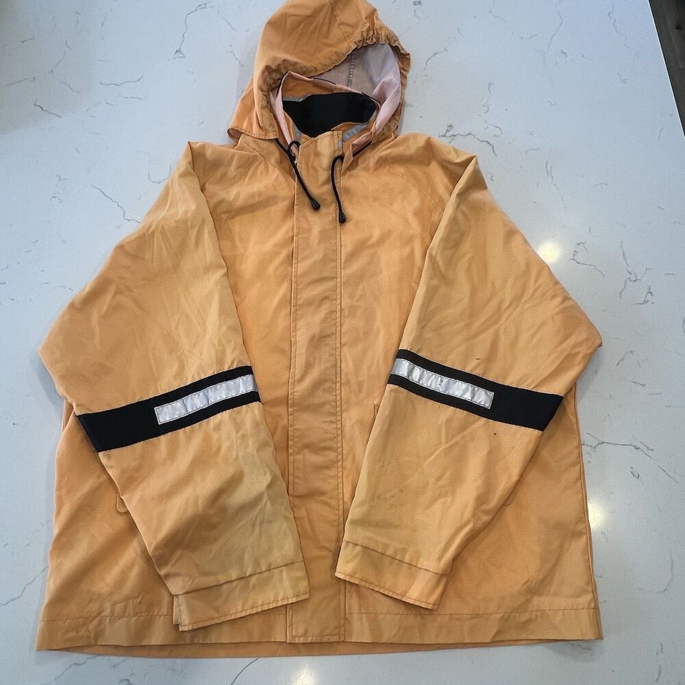Vintage JCrew OAR Reflective Raincoat Size Xl Yellow